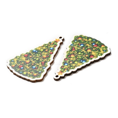 Single Face Christmas Printed Wood Big Pendants WOOD-D025-40-1