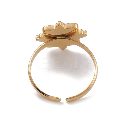 Ion Plating(IP) 304 Stainless Steel Open Cuff Finger Ring Cabochon Settings X-RJEW-G285-23G-1