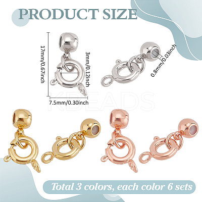 18Sets 3 Colors Brass Spring Ring Clasps and Silicone Beads KK-PH0011-36-1