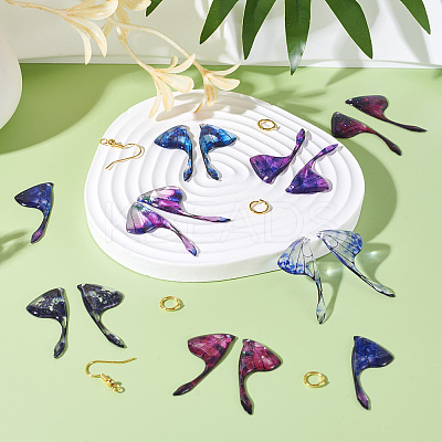 DIY Brass & Epoxy Resin Butterfly Wing Dangle Earring Jewelry Kits DIY-TA0010-65A-1