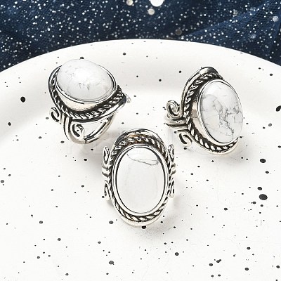 Natural & Synthetic Gemstone Adjustable Rings RJEW-I108-01AS-1