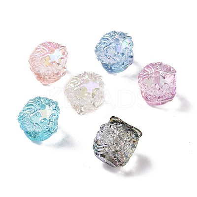 UV Plating Rainbow Iridescent Transparent Resin Beads RESI-P025-01-1