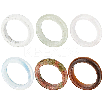 6Pcs 6 Styles Natural & Synthetic Gmestone Finger Rings for Unisex RJEW-BC0001-25-1