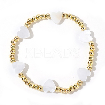 Brass Round Beads Strertch Bracelets SI5591-1-1