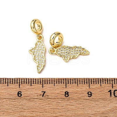 Brass Micro Pave Clear Cubic Zirconia European Dangle Charms KK-A265-07G-1