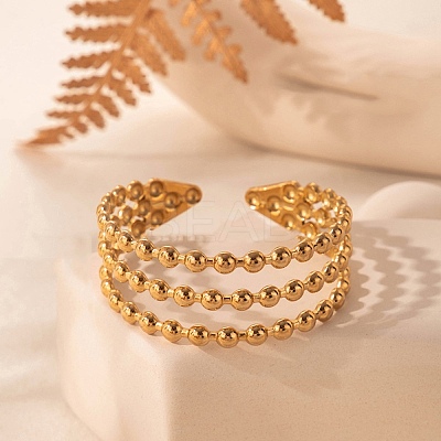 Three-layer 304 Stainless Steel Cuff Bangles for Women BJEW-U032-08G-1