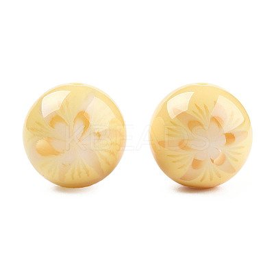 Flower Opaque Resin Beads RESI-T054-001-1