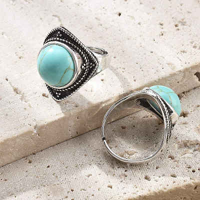 Synthetic Turquoise Adjustable Rings G-P560-03AS-19-1