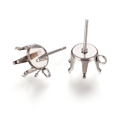 Non-Tarnish 304 Stainless Steel Post Stud Earring Settings STAS-L238-026A-P-1