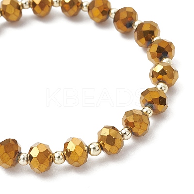 Electroplate Transparent Glass Beads with Electroplate Non-magnetic Synthetic Hematite Beads and Korean Elastic Crystal Thread Bracelets BJEW-JB11705-1