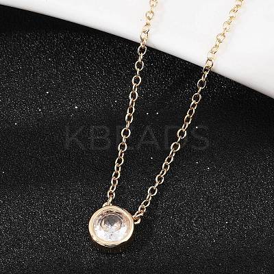 Brass Pave Clear Cubic Zirconia Pendant Necklaces for Women NJEW-Z079-02G-04-1