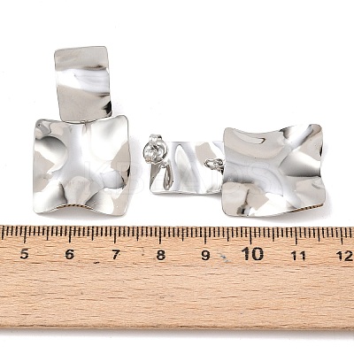 304 Stainless Steel Square Dangle Stud Earrings EJEW-K268-79A-P-1