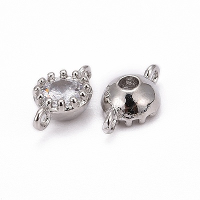 Flower Brass Micro Pave Cubic Zirconia Links ZIRC-L054-09P-NR-1