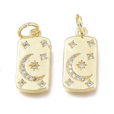 Brass Micro Pave Clear Cubic Zirconia Charms X-ZIRC-L076-054G-1