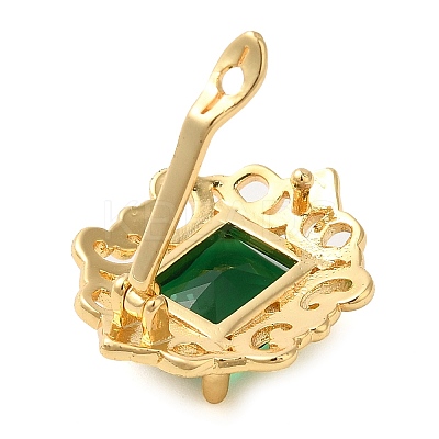 Brass with Glass Fold Over Clasps KK-G505-06G-1