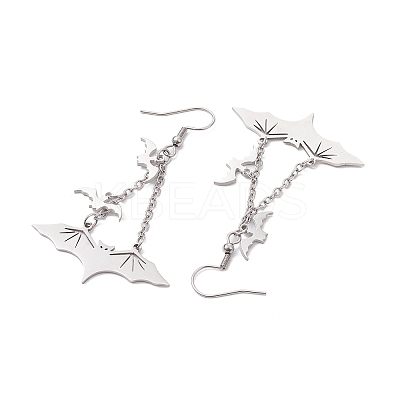 Tarnish Resistant 304 Stainless Steel Bat Pendants Dangle Earrings EJEW-TA00452-1