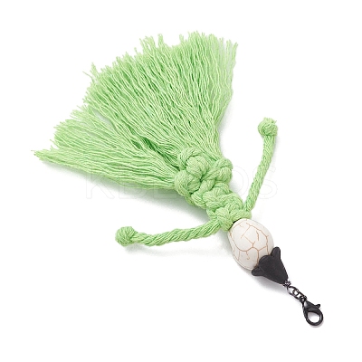 Halloween Cotton Threads Tassel & Synthetic Turquoise Skull Pendant Decorations HJEW-JM03757-1
