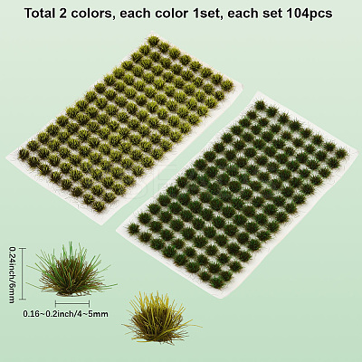 208Pcs 2 Colors Nylon Mini Grass Tufts AJEW-SP0003-17B-1