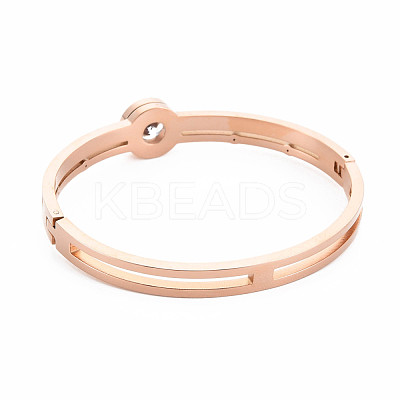 Crystal Rhinestone Flat Round Bangle with Roman Numeral BJEW-N017-007RG-1
