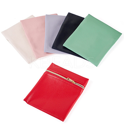 6Pcs 6 Colors Imitation Leather Jewelry Storage Zipper Bags ABAG-TA0001-72B-1
