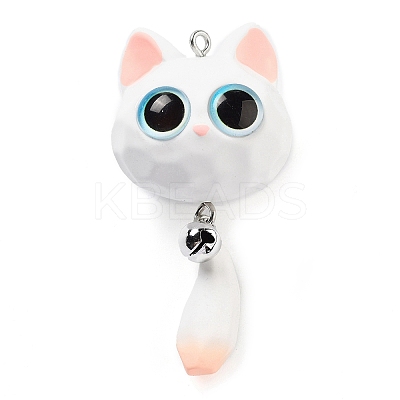 Opaque Resin Kitten Bell Big Pendants RESI-A032-01P-04-1