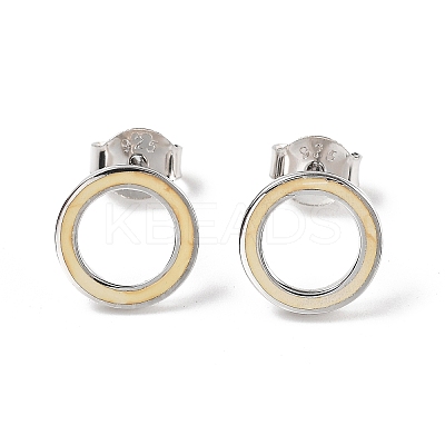 Anti-Tarnish Ring Rhodium Plated 925 Sterling Silver Stud Earrings PB1316-3-1