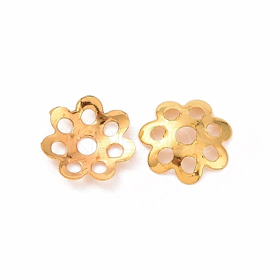 Brass Bead Caps KK-G319-03G-RS-1