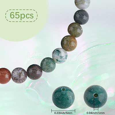 65Pcs Round Natural Indian Agate Beads G-SC0003-57-1