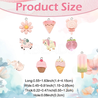 10Pcs 10 Styles Opaque & Transparent Resin Pendants RESI-YW0005-18-1