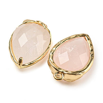 Natural Rose Quartz Faceted Pendants G-M431-06G-03-1