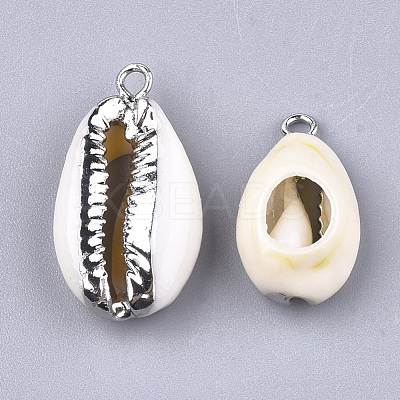 Electroplate Cowrie Shell Pendants SHEL-S266-04B-1