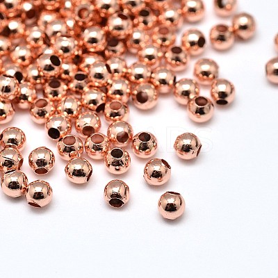 Brass Solid Round Beads KK-M085-26RG-NR-1