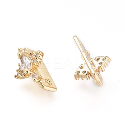 2 Hole Brass Micro Pave Cubic Zirconia Multi-strand Links ZIRC-K084-B02-G-1