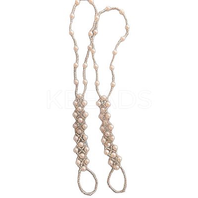 Rhombus Plastic Pearl with Glass Seed Beaded Stretch Toe Ring Anklets for Women FS-WGADC6C-01-1