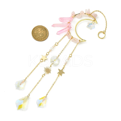 Moon & Star Brass Hanging Ornaments HJEW-JM01478-01-1