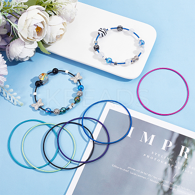 48Pcs 6 Colors Minimalist Spring Chains Stretch Bracelets Set TWIR-SC0001-01-1