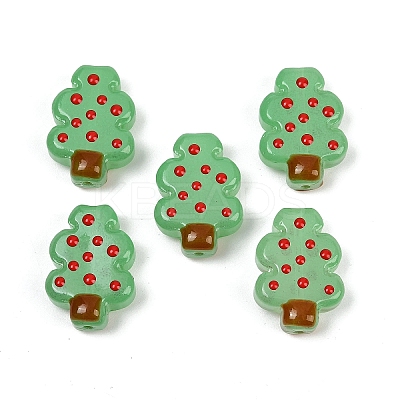 Christmas Theme Transparent Glass Enamel Beads LAMP-B028-02-1