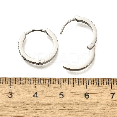 304 Stainless Steel Micro Pave Cubic Zirconia Huggie Hoop Earrings EJEW-C096-01J-P-1