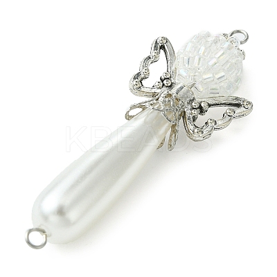 Acrylic Imitation Pearl & Glass Angel Connector Charms PALLOY-MZ00288-1