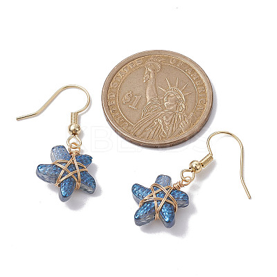 Lampwork Starfish Dangle Earrings EJEW-JE05443-1