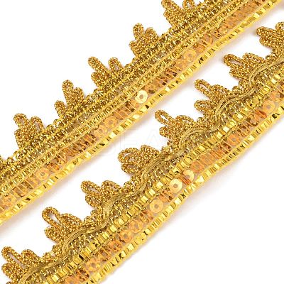 Sparkle Metallic Sequin Polyester Lace Trim SRIB-WH0011-047-1