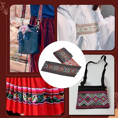Ethnic Style Embroidery Polycotton Ribbons OCOR-WH0073-28-1