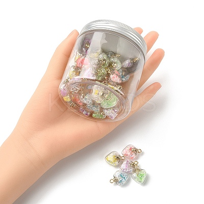 50Pcs 5 Colors Glow in the Dark Luminous Glass Pendants GLAA-YW0001-94-1