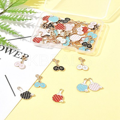 40Pcs 8 Styles Alloy Enamel Pendants ENAM-FS0002-54-1