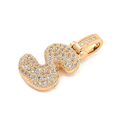 Brass Micro Pave Clear Cubic Zirconia Pendants KK-B099-01G-S-1