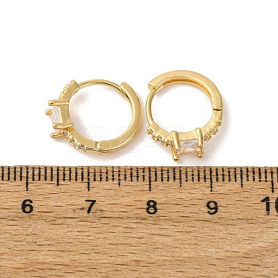 Brass Micro Pave Clear Cubic Zirconia Square Hoop Earrings EJEW-S280-06G-1