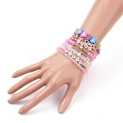 8Pcs Love Theme Natural Rose Quartz & Synthetic Hematite & Opalite Tassel Charm Bracelet Sets BJEW-JB08947-1