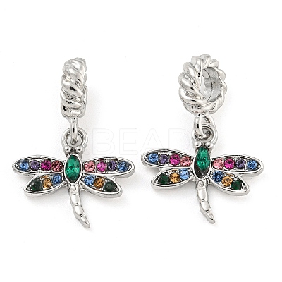 Rack Plating Alloy Pave Colorful Rhinestone Insect European Dangle Charms FIND-B034-14P-02-1
