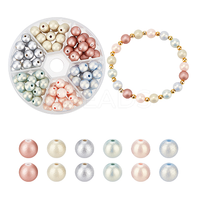 108Pcs 6 Colors Opaque Acrylic Spray Painted Highlight Beads ACRP-AR0001-06-1