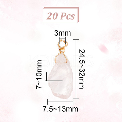 20Pcs Raw Rough Natural Rose Quartz Pendants G-HY0001-39-1